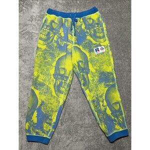 Russell Athletic Sweatpants Men's Vintage 90s Medium Grunge Neon X-ray Skull